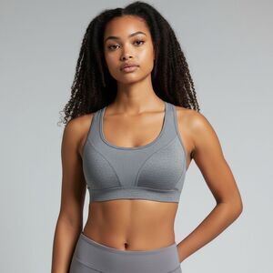 Fila High impact Solid Gray Sports Bra Spandex Stretchy Soft size M